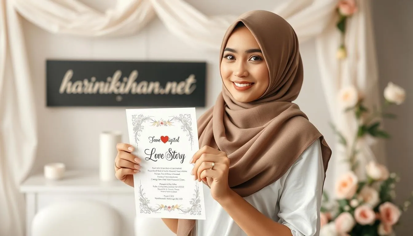Love story undangan pernikahan digital romantis