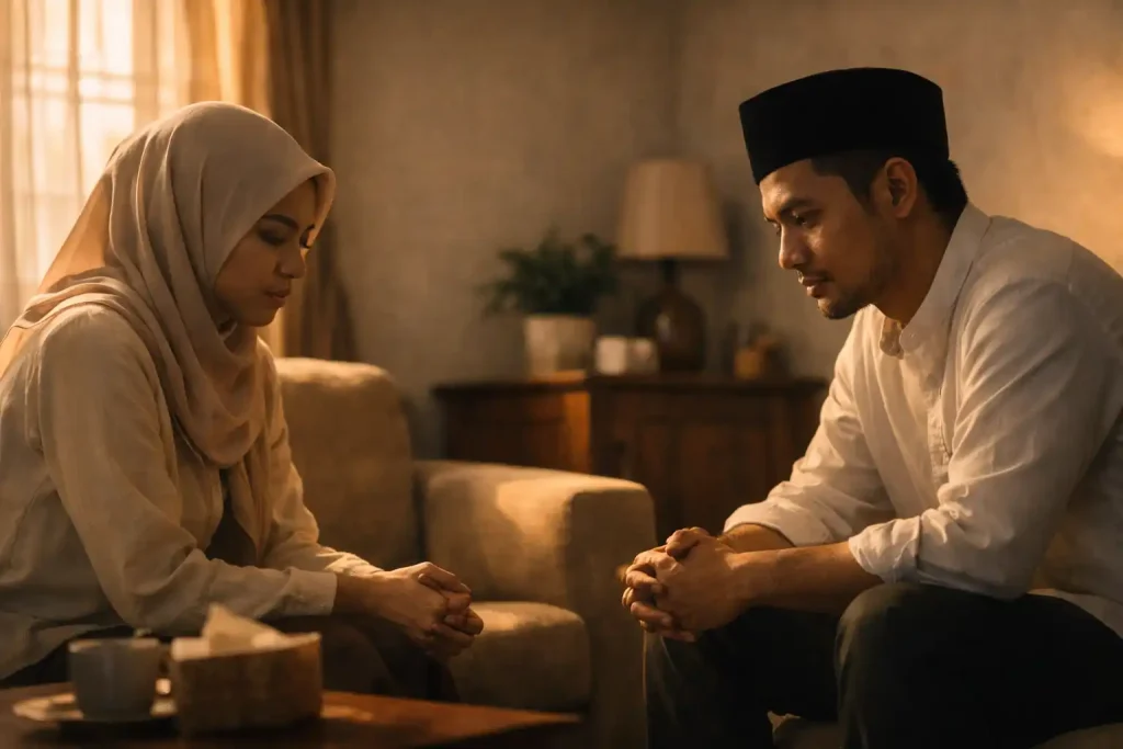Pasangan suami istri merenung tentang rumah tangga